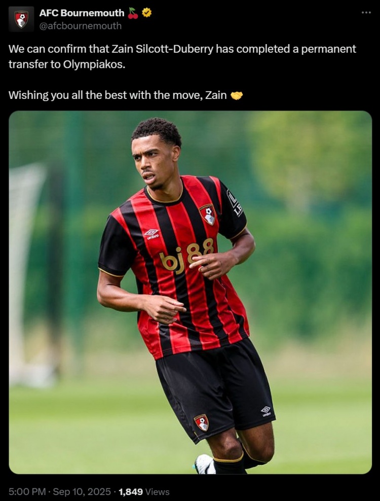 麻将胡了2-官方：伯恩茅斯20岁边锋杜伯里永久转会至奥林匹亚科斯